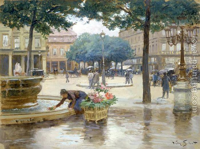 Victor Gabriel Gilbert : Place du Palais Royal, jour de pluie